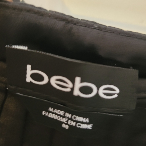 Bebe Pleated Lace Trim Satin Skirt - Picture 3 of 4